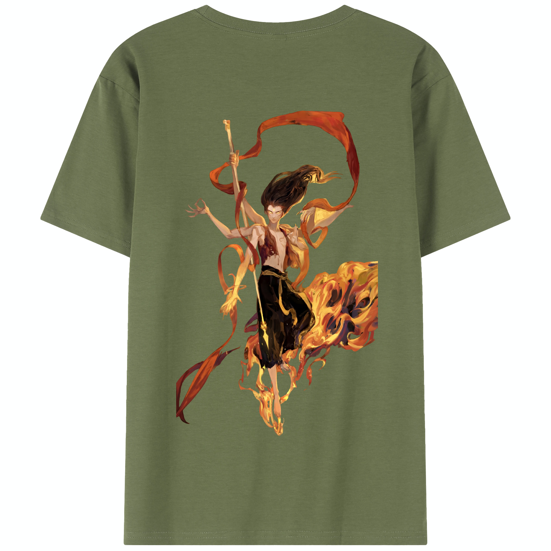 （画像用） Ne Zha 2 ナタ 魔童の大暴れ 綿100％半袖Tシャツ（背面プリント）